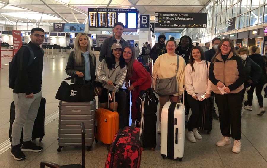 Students at airport