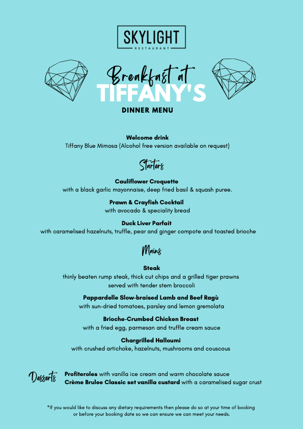 Breakfast at Tiffanys Menu